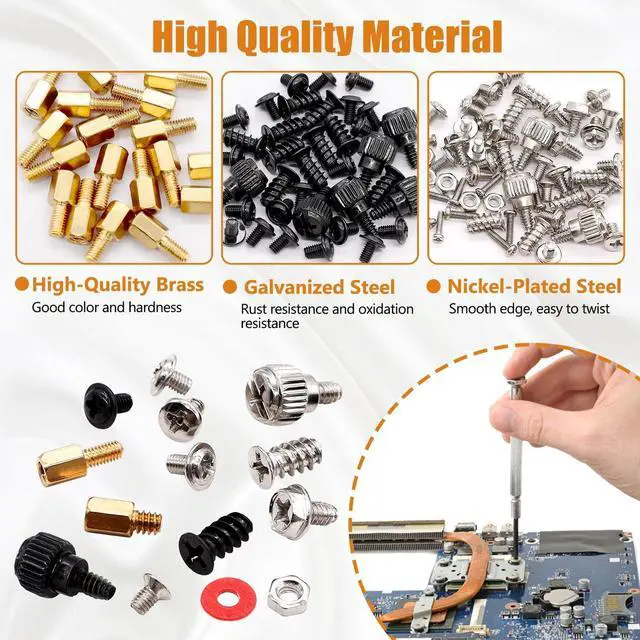 Alt view image 4 of 6 - 502PCS Computer Screw Assortment Kit Motherboard Standoffs Screws Laptop Screws for HDD Hard Drive,PC Case,Fan,ATX Case, SSD,CD-ROM