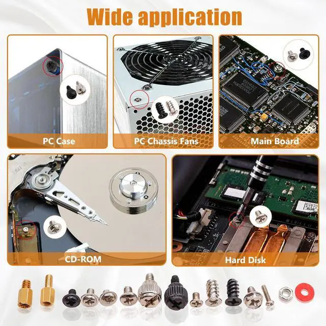 Alt view image 5 of 6 - 502PCS Computer Screw Assortment Kit Motherboard Standoffs Screws Laptop Screws for HDD Hard Drive,PC Case,Fan,ATX Case, SSD,CD-ROM