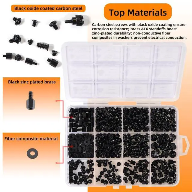 Alt view image 3 of 6 - 450-Piece Computer Screw Kit for PC Building and Repairing - Includes M.2 SSD Mounting Screws, Motherboard Standoff Screw, PC Case, SSD, HDD & Fan Screws | All-in-One Repair Kit