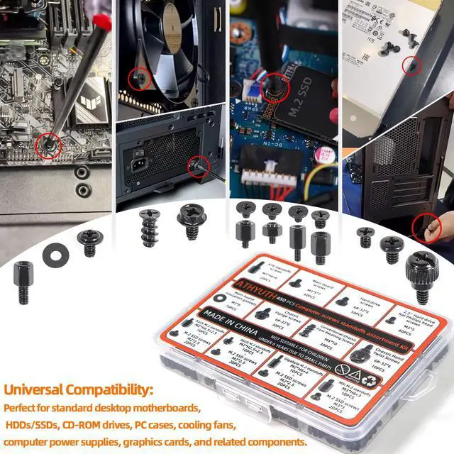 Alt view image 4 of 6 - 450-Piece Computer Screw Kit for PC Building and Repairing - Includes M.2 SSD Mounting Screws, Motherboard Standoff Screw, PC Case, SSD, HDD & Fan Screws | All-in-One Repair Kit