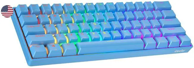 Main image of GK61 60% | Hot Swappable Mechanical Gaming Keyboard | 61 Keys Multi Color RGB LED Backlit for PC/Mac Gamer | ANSI US American Layout (Blue, Mechanical Brown)