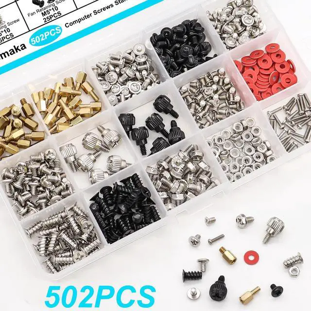 Alt view image 5 of 6 - 502PCS Computer Screws Assortment Kit, Motherboard Standoffs Screws PC Screws for PC Fan, PC Case, HDD Hard Drive, Laptop, SSD, CD-ROM, for DIY Installation & Repair of Computer Parts