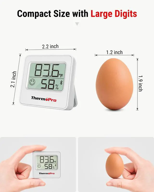 Alt view image 3 of 7 - TP357 Digital Hygrometer Indoor Thermometer of 260FT, Bluetooth Thermometer Humidity Meter with Smart App, Room Thermometer Humidity Gauge with Temperature Humidity Sensor