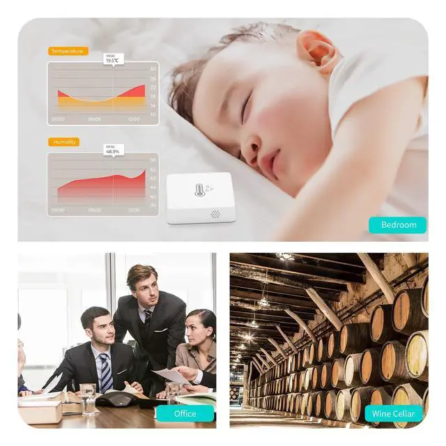Alt view image 3 of 7 - Zigbee Temperature and Humidity Sensor Lite,Smart Thermometer and Hygrometer, Hub Required,Compatible with Echo Devices with Zigbee Hub Built-in,Home Assistant,SmartThings,Homey,Hubitat