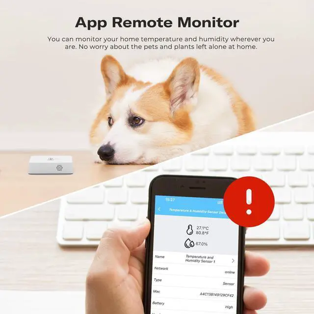 Alt view image 4 of 7 - Zigbee Temperature and Humidity Sensor Lite,Smart Thermometer and Hygrometer, Hub Required,Compatible with Echo Devices with Zigbee Hub Built-in,Home Assistant,SmartThings,Homey,Hubitat