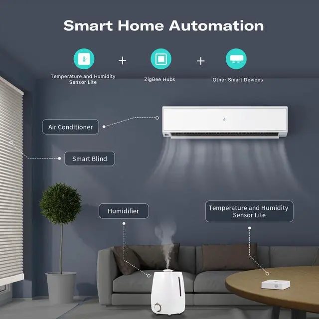 Alt view image 5 of 7 - Zigbee Temperature and Humidity Sensor Lite,Smart Thermometer and Hygrometer, Hub Required,Compatible with Echo Devices with Zigbee Hub Built-in,Home Assistant,SmartThings,Homey,Hubitat