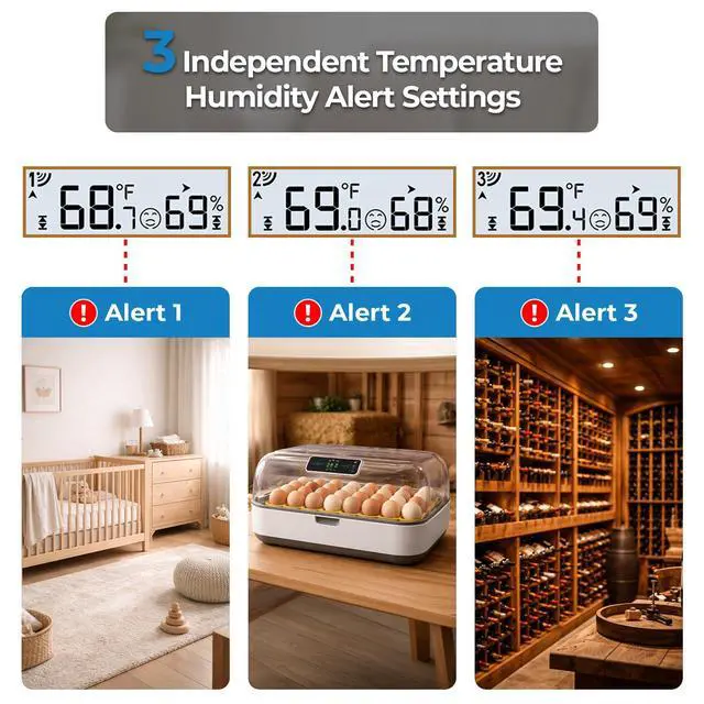 Alt view image 5 of 7 - Indoor Outdoor Thermometer Wireless, 4.5 Inch Display Digital Hygrometer Thermometer Temperature Humidity Monitor with 330ft Range Sensor and Adjustable Backlight