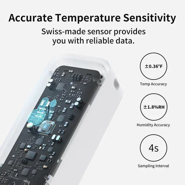 Alt view image 3 of 7 - IP65 Indoor Outdoor Hygrometer Thermometer Wireless 3Packs, 394ft Bluetooth Range, Refrigerator Thermometer, Dewpoint/VPD/Absolute Humidity Sensor, 2-Year Battery Life, Free Data Storage