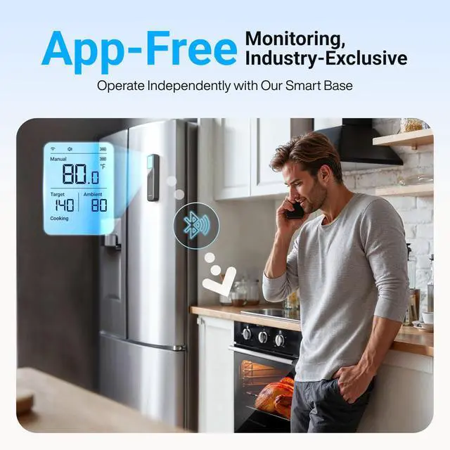 Alt view image 3 of 7 - Smart Bluetooth Wireless Meat Thermometer with WiFi App