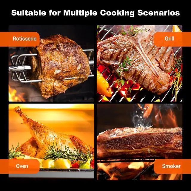 Alt view image 7 of 7 - 4-Probes Smart Wireless Meat Thermometer with WiFi & Bluetooth, Digital Meat Thermometer for Smoker, Oven & BBQ, Rechargeable Magnetic Base, Large Digital Backlit Screen