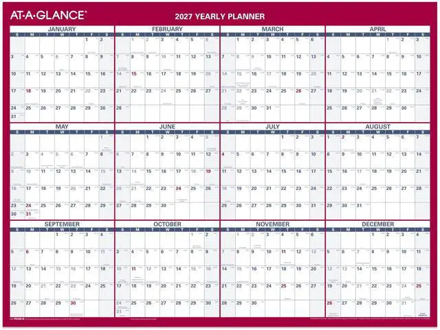 Main image of 2027 Erasable Calendar, Dry Erase Wall Planner, 12" x 16", Vertical-Horizontal, Reversible (PM330B2827)