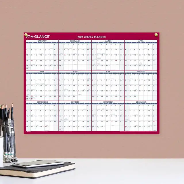 Alt view image 3 of 5 - 2027 Erasable Calendar, Dry Erase Wall Planner, 12" x 16", Vertical-Horizontal, Reversible (PM330B2827)
