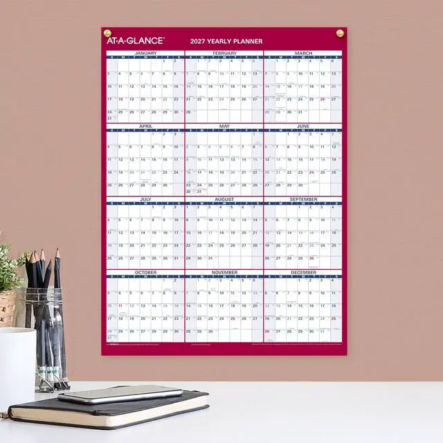 Alt view image 2 of 5 - 2027 Erasable Calendar, Dry Erase Wall Planner, 12" x 16", Vertical-Horizontal, Reversible (PM330B2827)