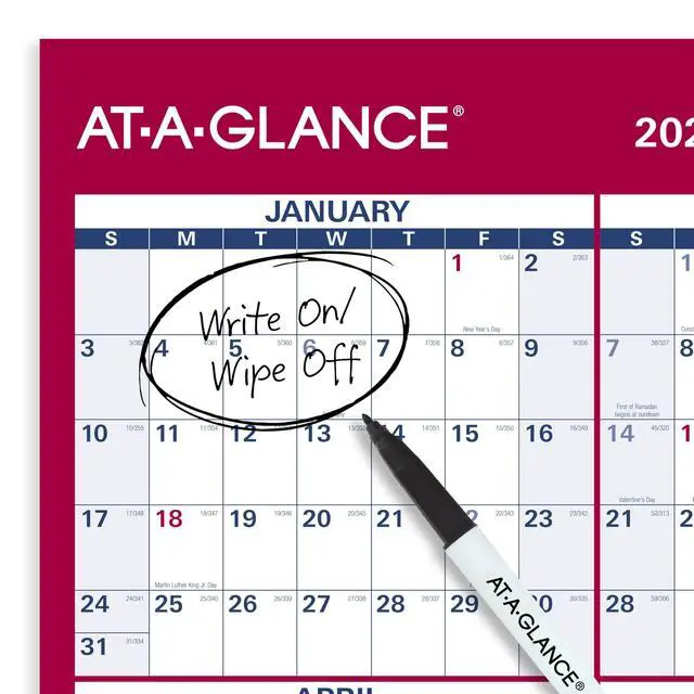 Alt view image 5 of 5 - 2027 Erasable Calendar, Dry Erase Wall Planner, 12" x 16", Vertical-Horizontal, Reversible (PM330B2827)