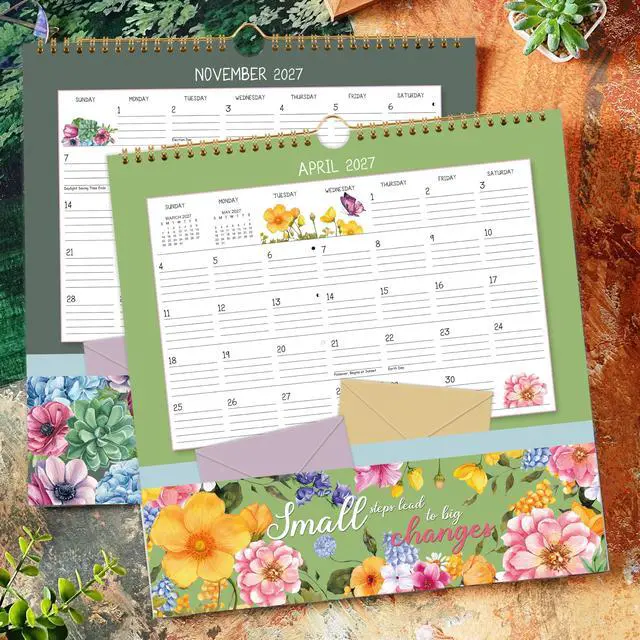 Alt view image 2 of 7 - 2027 Wall Calendar - Pocket Calendar, 11.2" x 11.2", 2027 Calendar with Pockets, Jan. 2027 - Dec. 2027, Wall Calendar 12 Month, Calendars for Office School Home - 12 Different Floral