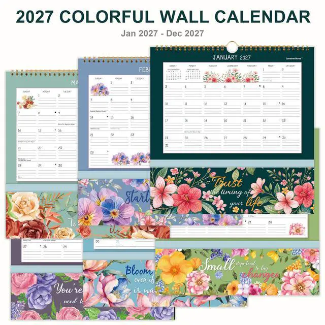 Alt view image 3 of 7 - 2027 Wall Calendar - Pocket Calendar, 11.2" x 11.2", 2027 Calendar with Pockets, Jan. 2027 - Dec. 2027, Wall Calendar 12 Month, Calendars for Office School Home - 12 Different Floral