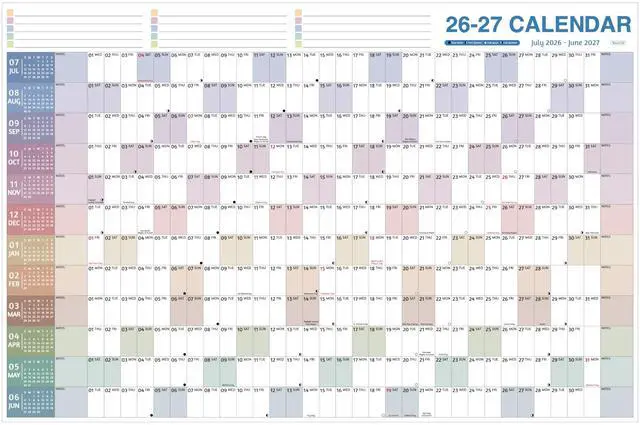 Main image of Yearly Wall Calendar 2026-2027 - Large Yearly Calendar 2026-2027, Jul 2026 - Jun 2027, 38.2'' x 25.2'' (Open), 12 Months, Thick Yearly Wall Calendar with To-do Lists, Notes, Stickers, All At One Page