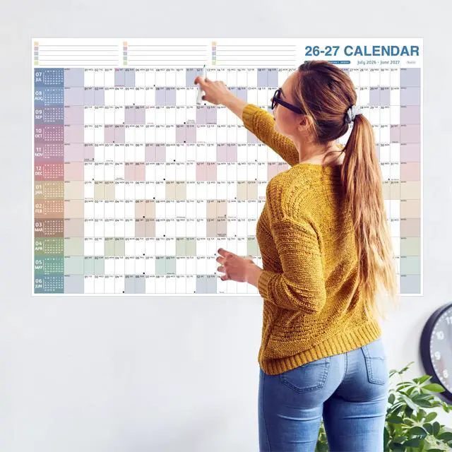 Alt view image 7 of 7 - Yearly Wall Calendar 2026-2027 - Large Yearly Calendar 2026-2027, Jul 2026 - Jun 2027, 38.2'' x 25.2'' (Open), 12 Months, Thick Yearly Wall Calendar with To-do Lists, Notes, Stickers, All At One Page
