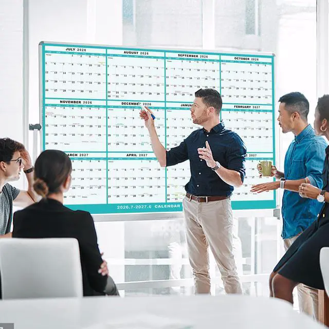 Alt view image 2 of 7 - 24"x36" Academic Wall Calendar 2026-2027, JUL 2026 - JUN 2027 12 Months Large Calendar, Erasable, Wet & Dry Erase Laminated, Vertical/Horizontal Reversible, Yearly Wall Planner with Julian Dates