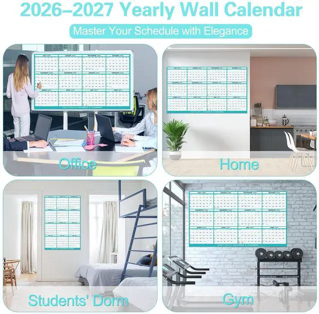 Alt view image 7 of 7 - 24"x36" Academic Wall Calendar 2026-2027, JUL 2026 - JUN 2027 12 Months Large Calendar, Erasable, Wet & Dry Erase Laminated, Vertical/Horizontal Reversible, Yearly Wall Planner with Julian Dates