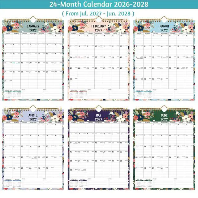 Alt view image 7 of 7 - Wall Calendar 2026-2028 2 Year Calendar 2026-2028, 8.5 x 11 In, Jul 2026 - Jun 2028, 24-Month Calendar, Small Monthly Calendar 2026-2026 Vertical, Ruled Blocks, Thick Paper, Holidays, To-do Notes