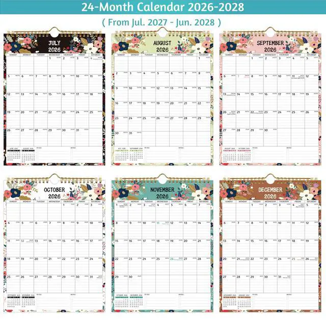 Alt view image 6 of 7 - Wall Calendar 2026-2028 2 Year Calendar 2026-2028, 8.5 x 11 In, Jul 2026 - Jun 2028, 24-Month Calendar, Small Monthly Calendar 2026-2026 Vertical, Ruled Blocks, Thick Paper, Holidays, To-do Notes