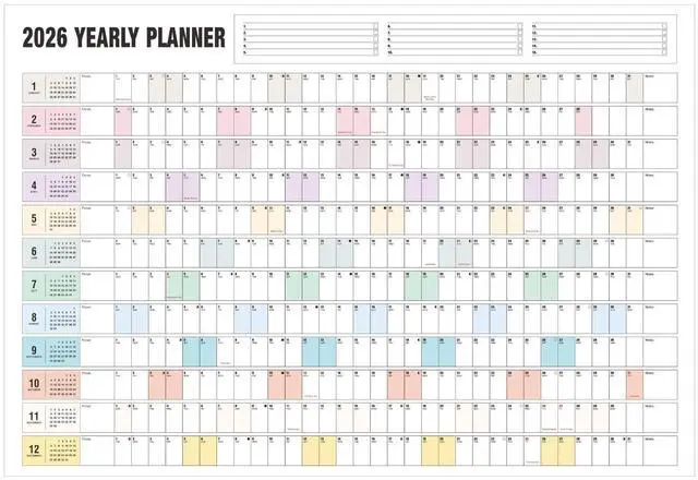 Main image of Yearly Wall Calendar 2026, Paper Full Year Wall Calendar One Page, 365 Day Calendar at One Glance, 23"X 33", Paper Folded