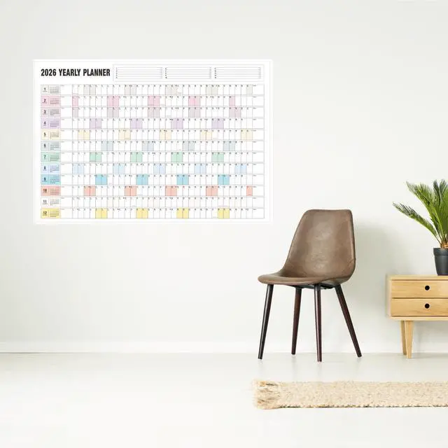 Alt view image 5 of 7 - Yearly Wall Calendar 2026, Paper Full Year Wall Calendar One Page, 365 Day Calendar at One Glance, 23"X 33", Paper Folded