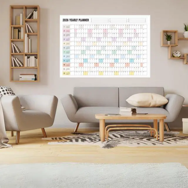 Alt view image 6 of 7 - Yearly Wall Calendar 2026, Paper Full Year Wall Calendar One Page, 365 Day Calendar at One Glance, 23"X 33", Paper Folded