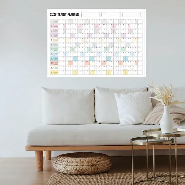Alt view image 4 of 7 - Yearly Wall Calendar 2026, Paper Full Year Wall Calendar One Page, 365 Day Calendar at One Glance, 23"X 33", Paper Folded