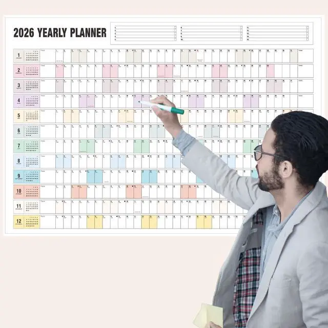 Alt view image 3 of 7 - Yearly Wall Calendar 2026, Paper Full Year Wall Calendar One Page, 365 Day Calendar at One Glance, 23"X 33", Paper Folded