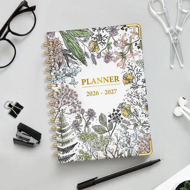 Alt view image 2 of 7 - Daily Planner 2026-2027, 18 Month Planner with Tabs, January 2026 - June 2027 Weekly and Monthly Academic Year Calendar Spiral Time Management, 100GSM Thick Paper, Twin-Wire Binding, A5 Size