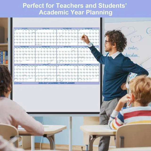 Alt view image 7 of 7 - 24" x 36" Academic Wall Calendar 2026-2027, July 2026 - June 2027 Folded Wet & Dry Erase, Large Wall Calendar 12 Month, Vertical/Horizontal Reversible, School Yearly Wall Planner with Julian Dates