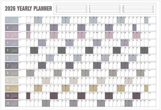 Main image of Yearly Wall Calendar with Holidays, Full Year Calendar One Page, Annual Year Wall Calendar with Stickers, Horizontal, 23"X 33" (Open), Paper Folded