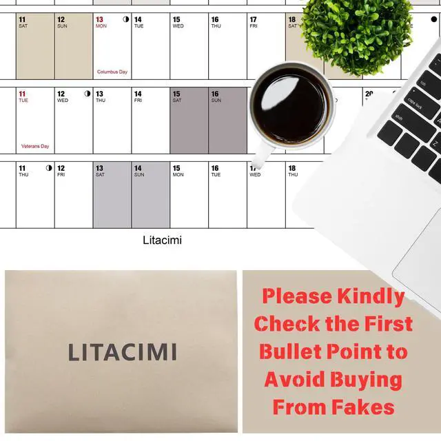 Alt view image 2 of 6 - Yearly Wall Calendar with Holidays, Full Year Calendar One Page, Annual Year Wall Calendar with Stickers, Horizontal, 23"X 33" (Open), Paper Folded
