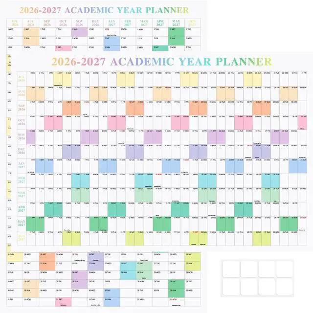 Main image of 24" x 36" 2026-2027 Academic Wall Calendar, July 2026 to June 2027, Folded Large Yearly Planner 12 Months, 2-Sided Reversible Horizontal/Vertical School Office Business Year Calendar