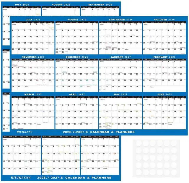 Main image of 24"x36" Large Academic Wall Calendar 2026-2027, Jul 2026 - Jun 2027, 12 Months Reversible Yearly Planner, Wet & Dry Erase Laminated Erasable Large Calendar, Vertical/Horizontal Reversible