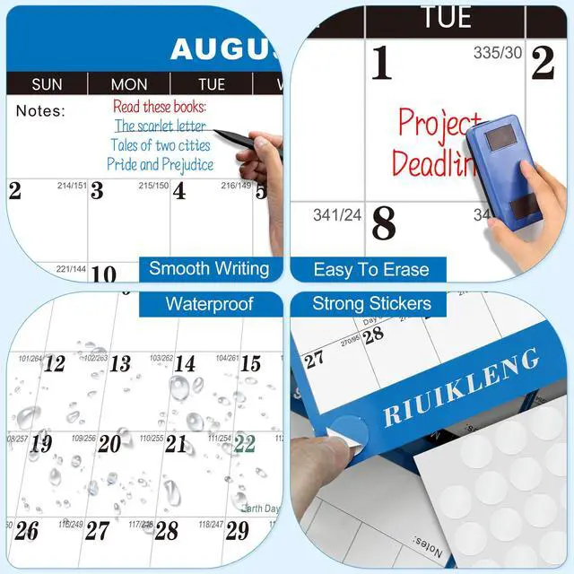Alt view image 5 of 7 - 24"x36" Large Academic Wall Calendar 2026-2027, Jul 2026 - Jun 2027, 12 Months Reversible Yearly Planner, Wet & Dry Erase Laminated Erasable Large Calendar, Vertical/Horizontal Reversible