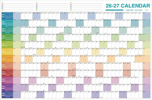 Main image of Yearly Wall Calendar 2026-2027 - Large Yearly Calendar 2026-2027, Jul 2026 - Jun 2027, 38.2'' x 25.2'' (Open), 12 Months, Thick Yearly Wall Calendar with To-do Lists, Notes, Stickers, All At One Page