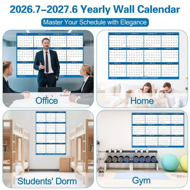 Alt view image 7 of 7 - 24"x36" Large Academic Wall Calendar 2026-2027, Jul 2026 - Jun 2027, 12 Months Reversible Yearly Planner, Wet & Dry Erase Laminated Erasable Large Calendar, Vertical/Horizontal Reversible