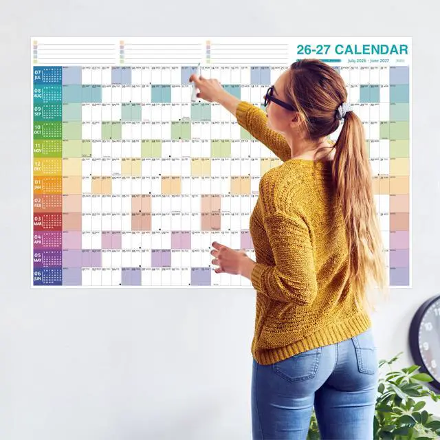 Alt view image 7 of 7 - Yearly Wall Calendar 2026-2027 - Large Yearly Calendar 2026-2027, Jul 2026 - Jun 2027, 38.2'' x 25.2'' (Open), 12 Months, Thick Yearly Wall Calendar with To-do Lists, Notes, Stickers, All At One Page