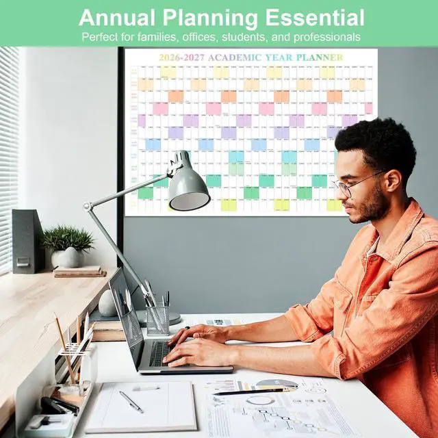 Alt view image 3 of 7 - 24" x 36" 2026-2027 Academic Wall Calendar, July 2026 to June 2027, Folded Large Yearly Planner 12 Months, 2-Sided Reversible Horizontal/Vertical School Office Business Year Calendar