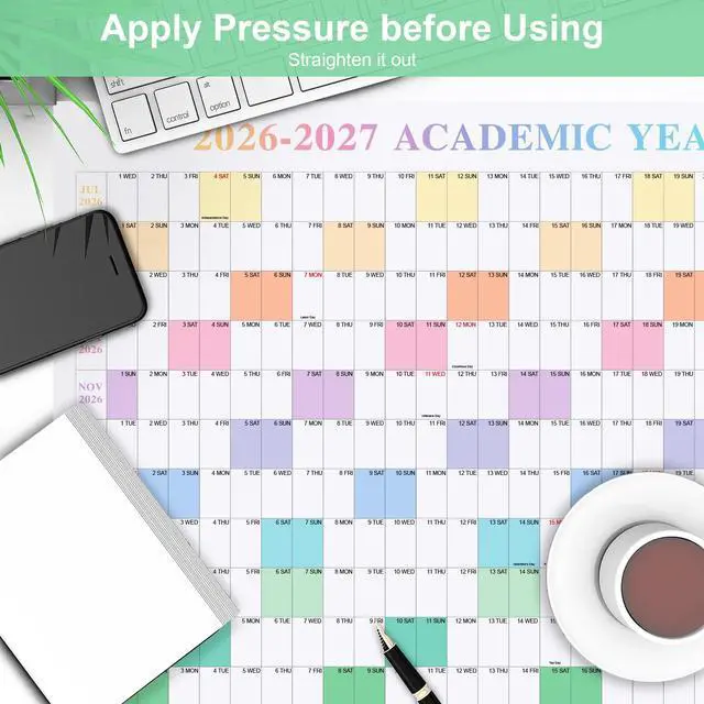 Alt view image 7 of 7 - 24" x 36" 2026-2027 Academic Wall Calendar, July 2026 to June 2027, Folded Large Yearly Planner 12 Months, 2-Sided Reversible Horizontal/Vertical School Office Business Year Calendar