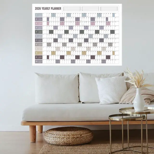 Alt view image 5 of 6 - Yearly Wall Calendar with Holidays, Full Year Calendar One Page, Annual Year Wall Calendar with Stickers, Horizontal, 23"X 33" (Open), Paper Folded