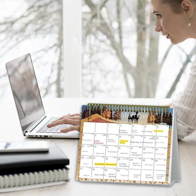 Alt view image 3 of 7 - Small Desk Calendar 2026-2027 - Standing 2026 Desk Calendar, APR.2026 to JUN.2027, 8" x 6", Monthly Flip Desktop Calendar with Stickers, Your Personal Desk Planner for Home Office
