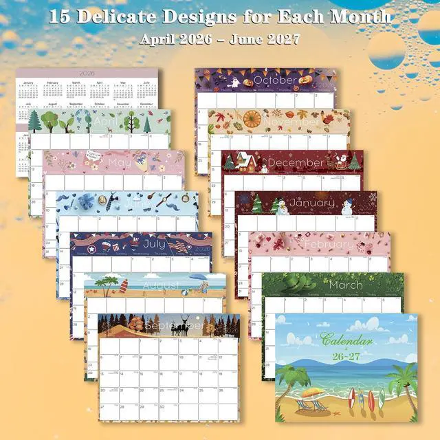 Alt view image 2 of 7 - Small Desk Calendar 2026-2027 - Standing 2026 Desk Calendar, APR.2026 to JUN.2027, 8" x 6", Monthly Flip Desktop Calendar with Stickers, Your Personal Desk Planner for Home Office