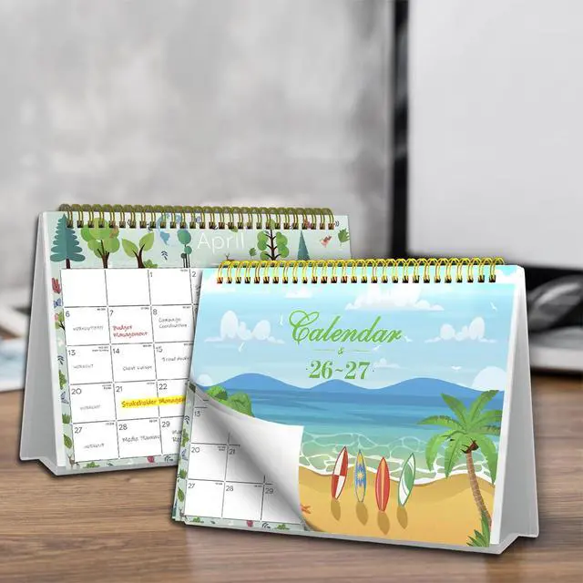 Alt view image 7 of 7 - Small Desk Calendar 2026-2027 - Standing 2026 Desk Calendar, APR.2026 to JUN.2027, 8" x 6", Monthly Flip Desktop Calendar with Stickers, Your Personal Desk Planner for Home Office
