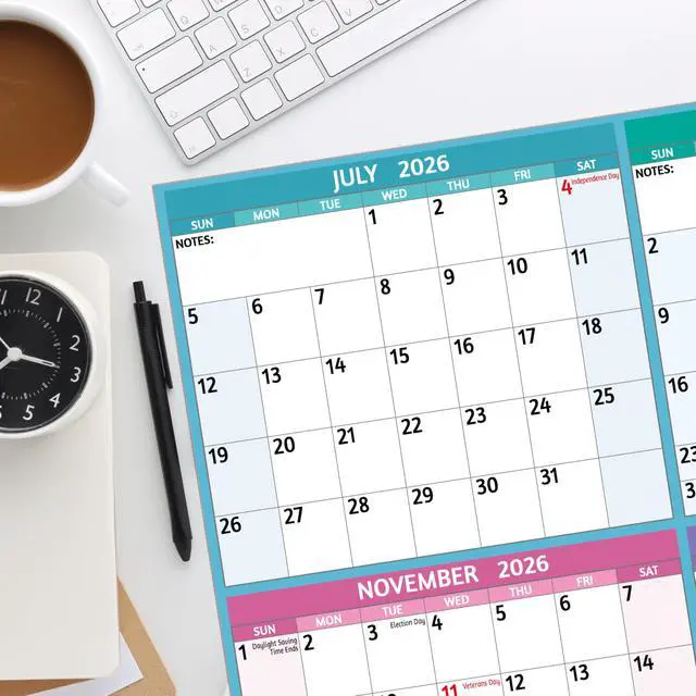 Alt view image 2 of 7 - Yearly Wall Calendar 2026-2027 - Large Yearly Calendar Vertical, Jul 2026 - Jun 2027, 25.2" x 38.2" (Open), Calendar 2026-2027, Large Wall Calendar, Full Year Paper Calendar with Notes, Thicker Paper