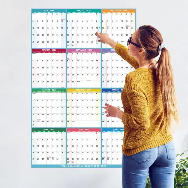 Alt view image 7 of 7 - Yearly Wall Calendar 2026-2027 - Large Yearly Calendar Vertical, Jul 2026 - Jun 2027, 25.2" x 38.2" (Open), Calendar 2026-2027, Large Wall Calendar, Full Year Paper Calendar with Notes, Thicker Paper