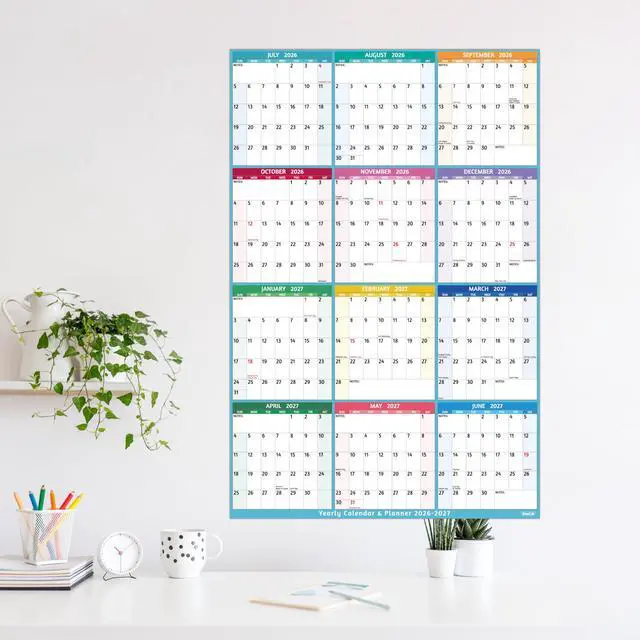 Alt view image 6 of 7 - Yearly Wall Calendar 2026-2027 - Large Yearly Calendar Vertical, Jul 2026 - Jun 2027, 25.2" x 38.2" (Open), Calendar 2026-2027, Large Wall Calendar, Full Year Paper Calendar with Notes, Thicker Paper